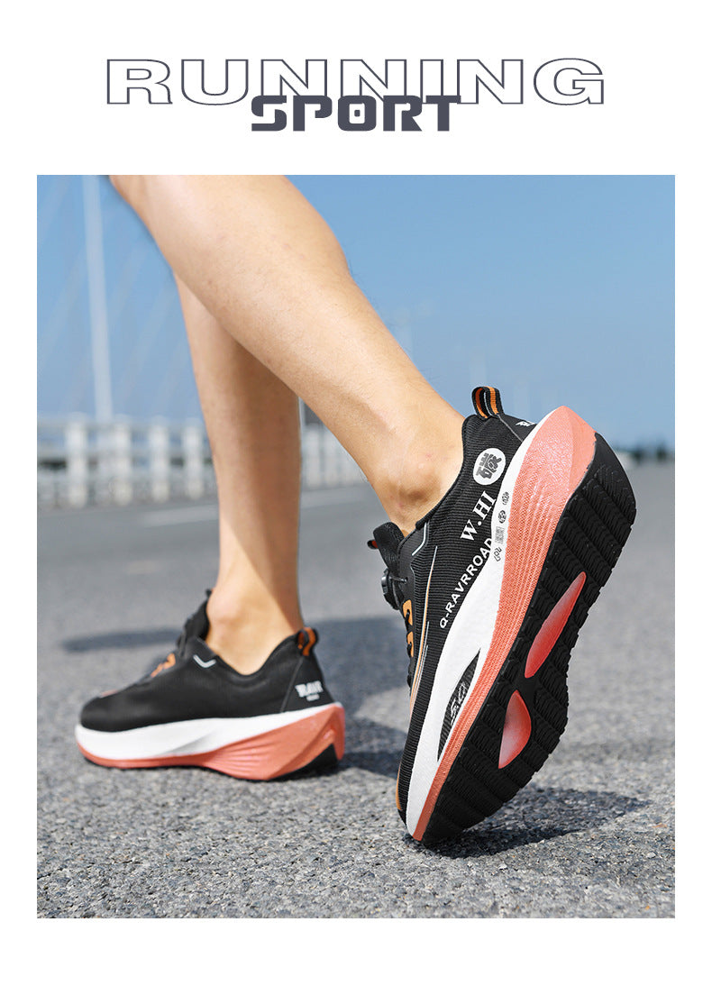 2025Autumn Winter New Style Real Explosive Carbon Plate Soft Sole Wear-Resistant Sports Shoes Parent-Child Rotating Buckle Comfortable Shock Absorption Rebound Running