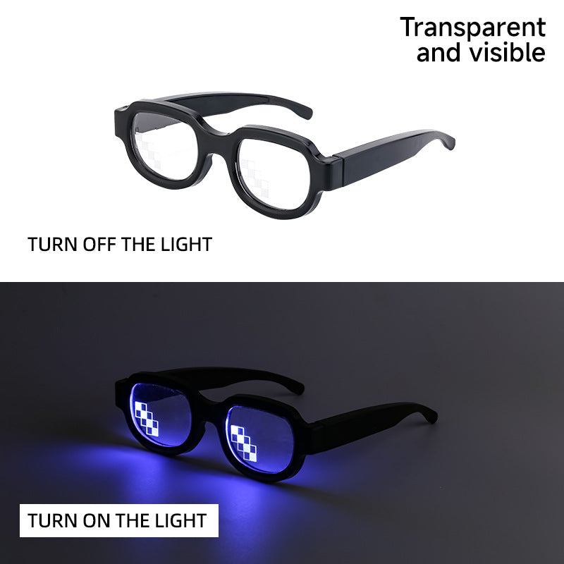 New LED Glowing Red Eye Glasses Same Style Glowing Glasses Personality Funny Party Performance Flashing Props