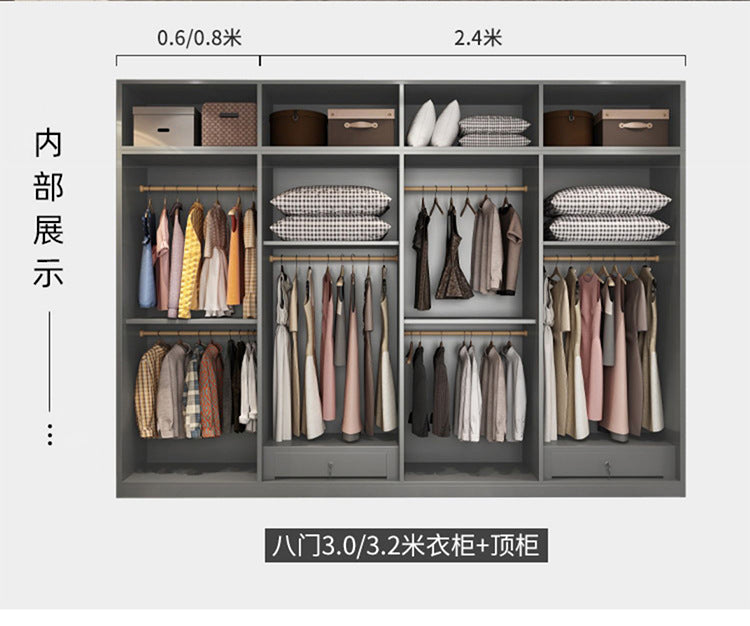 Light Luxury Glass Door Wardrobe Modern Home Bedroom Cloakroom Custom Processing Assembly Wardrobe Storage Large Wardrobe