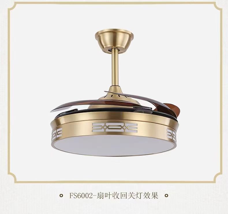 All-Copper Invisible Fan Light Luxury Simple Ceiling Light Designer Modern Living Room Dining Room Bedroom Chandelier Pure Copper