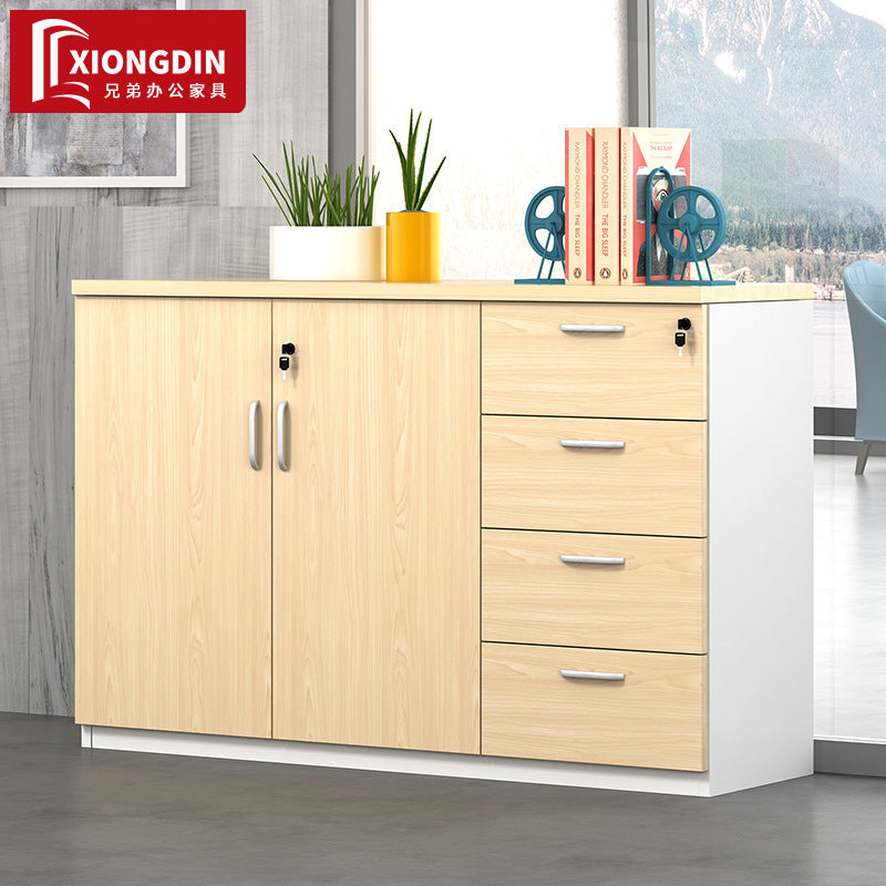 Office File Cabinet with Lock, Low Cabinet, Storage Cabinet, Floor-standing Wooden Office Partition Cabinet for Staff