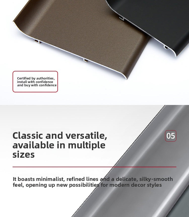 Aluminum alloy skirting board, ultra-thin snap-on minimalist corner trim6cm8cm Metal stainless steel ultra-narrow baseboard