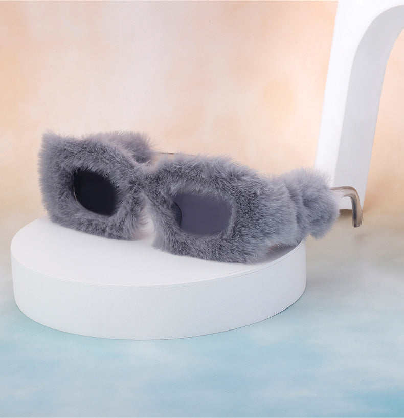 Fashion Plush Square Frame Sunglasses for Women Winter Full Coverage Sunglasses Wholesale Same Style for Women sunglasses