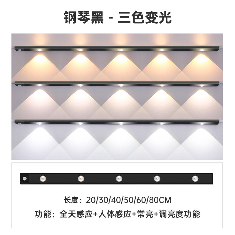 Ultra-Thin Smart led Human Body Sensor Light Rechargeable Magnetic Hill Cat Eye Light Strip Wine Cabinet Cupboard Wardrobe Light Strip