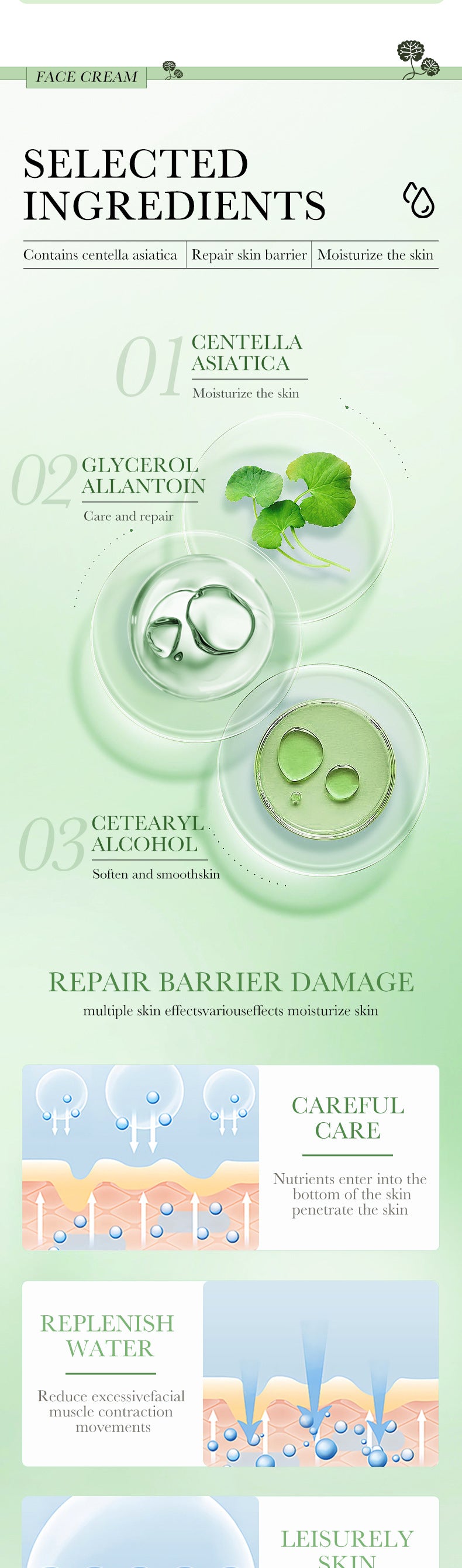 Centella Asiatica Skin Care Set in English BIOAOUA Cleansing, moisturizing and moisturizing six-piece set  foreign trade wholesale