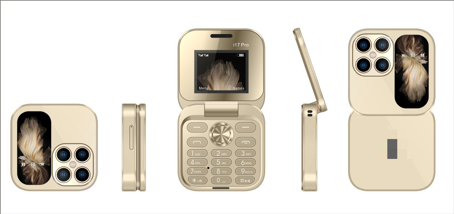 Wholesale New i17pro Flip Folding Phone Mini Phone Button Elderly Phone mini Feature Phone