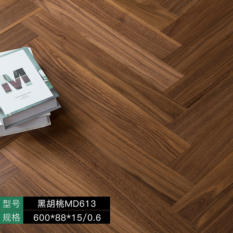 In-stock wholesale with on-site installation Herringbone Locking Floor Heating New Three-Layer Solid Wood Flooring Oak Black Walnut Flooring