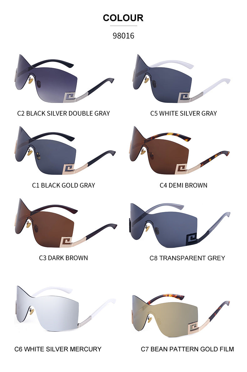 European and American Fashion Frameless Windproof Sunglasses for Women Trendy Large Frame Sunglasses Women's Glasses Wholesale sunglasses