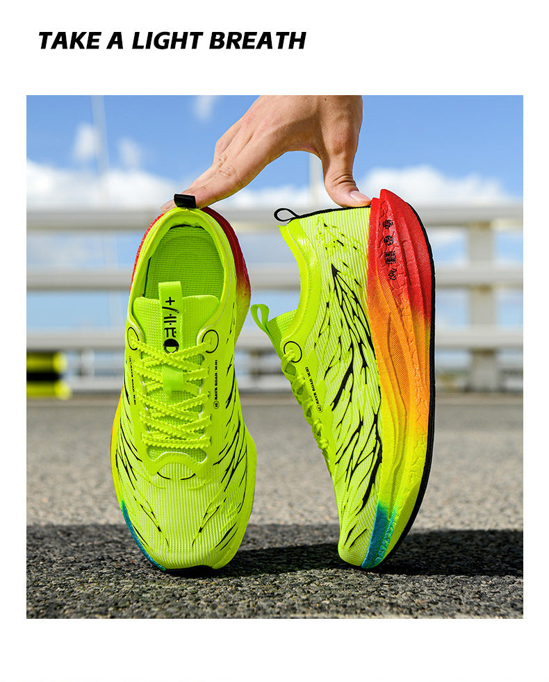 Autumn New Fluorescent Parent-Child Fashion Casual Sports Shoes with Real Carbon Plate High Elasticity Cushioning Outdoor Running Shoes