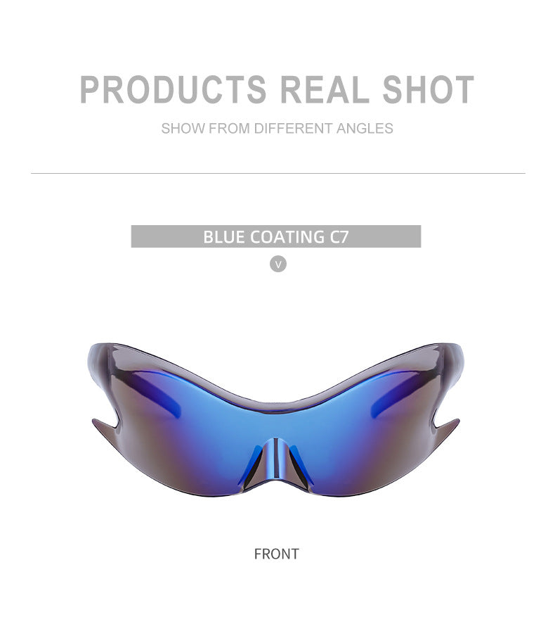 Europe and America Y2K Millennium Sports Windproof Colorful Sunglasses Men's Future Technology Style One-piece Sunglasses Women's Wholesale