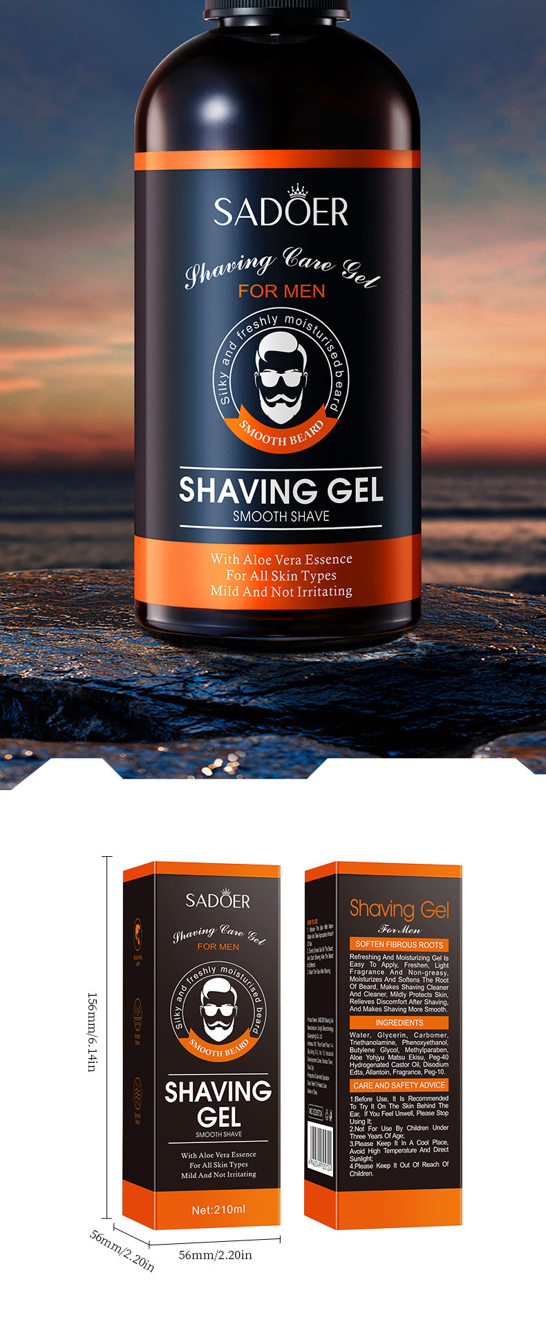 Full English Men's Shaving Gel210ml SADOER Softening Beard  Wholesale