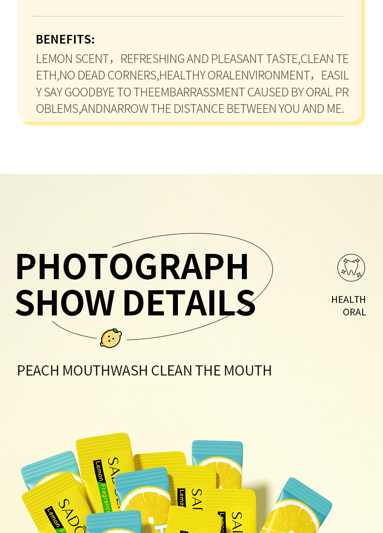 Full English Mouthwash Box Set SADOER Disposable Portable Oral Cleaning Care  Foreign Trade Wholesale