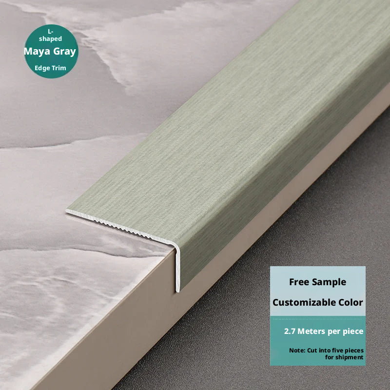 Aluminum alloy wood grain L Wooden flooring trim edge strip corner protector7Right-angle edge trim with buckle strips for threshold decoration