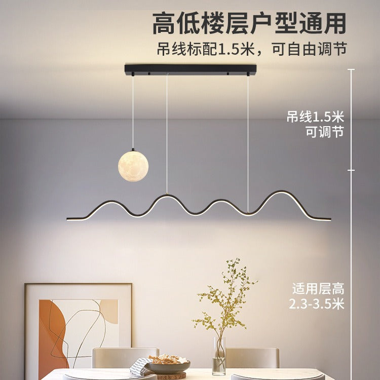 Restaurant Chandelier Light Luxury Dining Room Dining Table Bar Modern Minimalist Moon Lamp Minimalist Long Strip Guangdong Zhongshan Factory