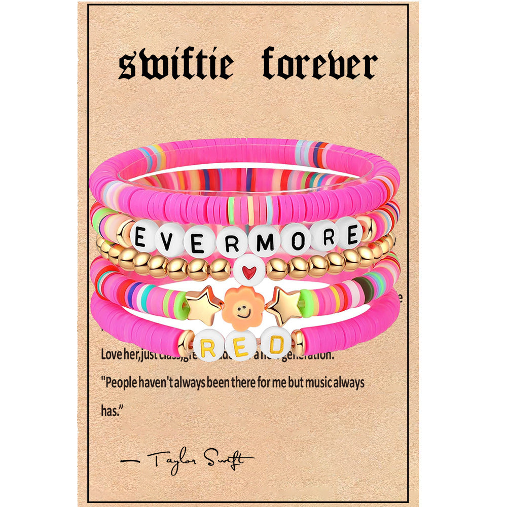 Taylor Music Jewelry Bracelet for Women Versatile High-End Bohemian Accessories SWIFTIE Alphabet Soft Clay Bracelet