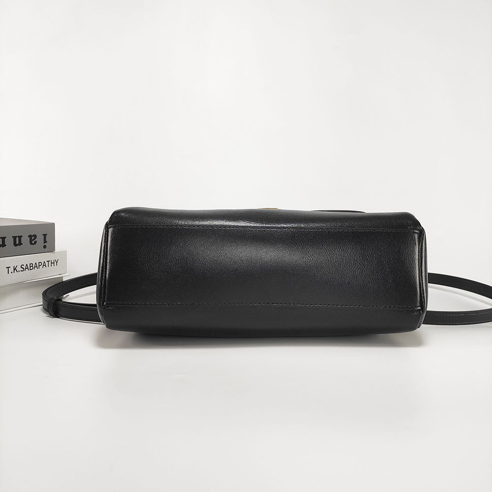 Fingerprint Unlock Bag Niche Genuine Leather Women's Bag High-end Flocked Top Layer Cowhide Single Shoulder Crossbody Commuter Underarm Bag