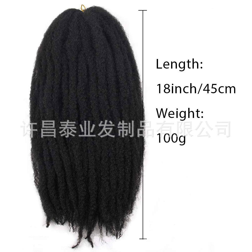 European American African Cross-Border Wig Dreadlocks Marley Braids Crochet Hair Afro Marley braids Big Caterpillar