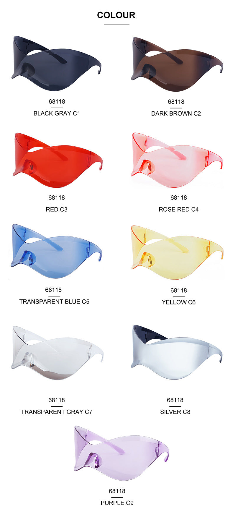 European and American Large Frame Sunglasses for Women, Trendy UV Protection Glasses with a High-End Feel Y2K Millennium Frameless Cycling Sunglasses for Men