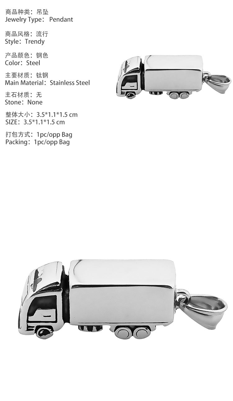 Creative Gifts3D 3D Big Truck Stainless Steel Necklace Car Model Titanium Steel Pendant Source Factory