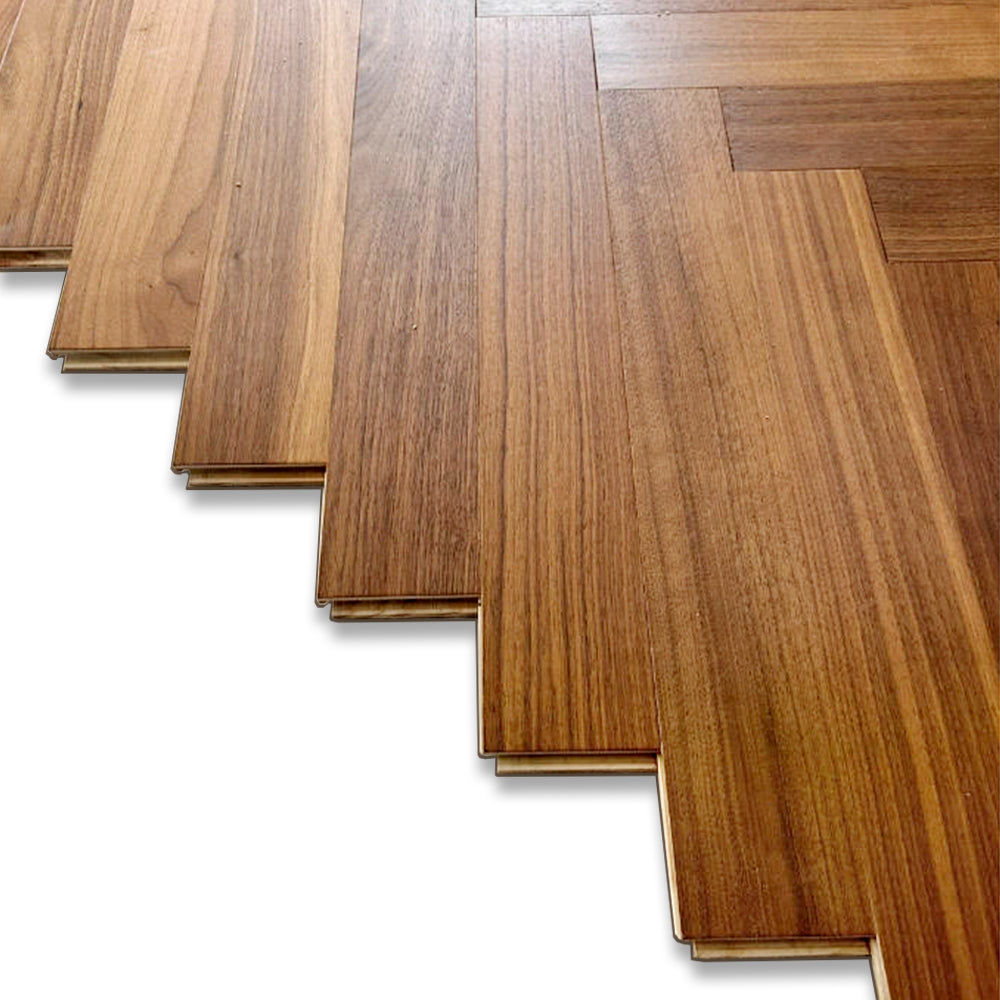 Three-Layer Engineered Walnut Hardwood Flooring Custom Solid Wood Splash-Resistant Waterproof Refined Matte Outdoor