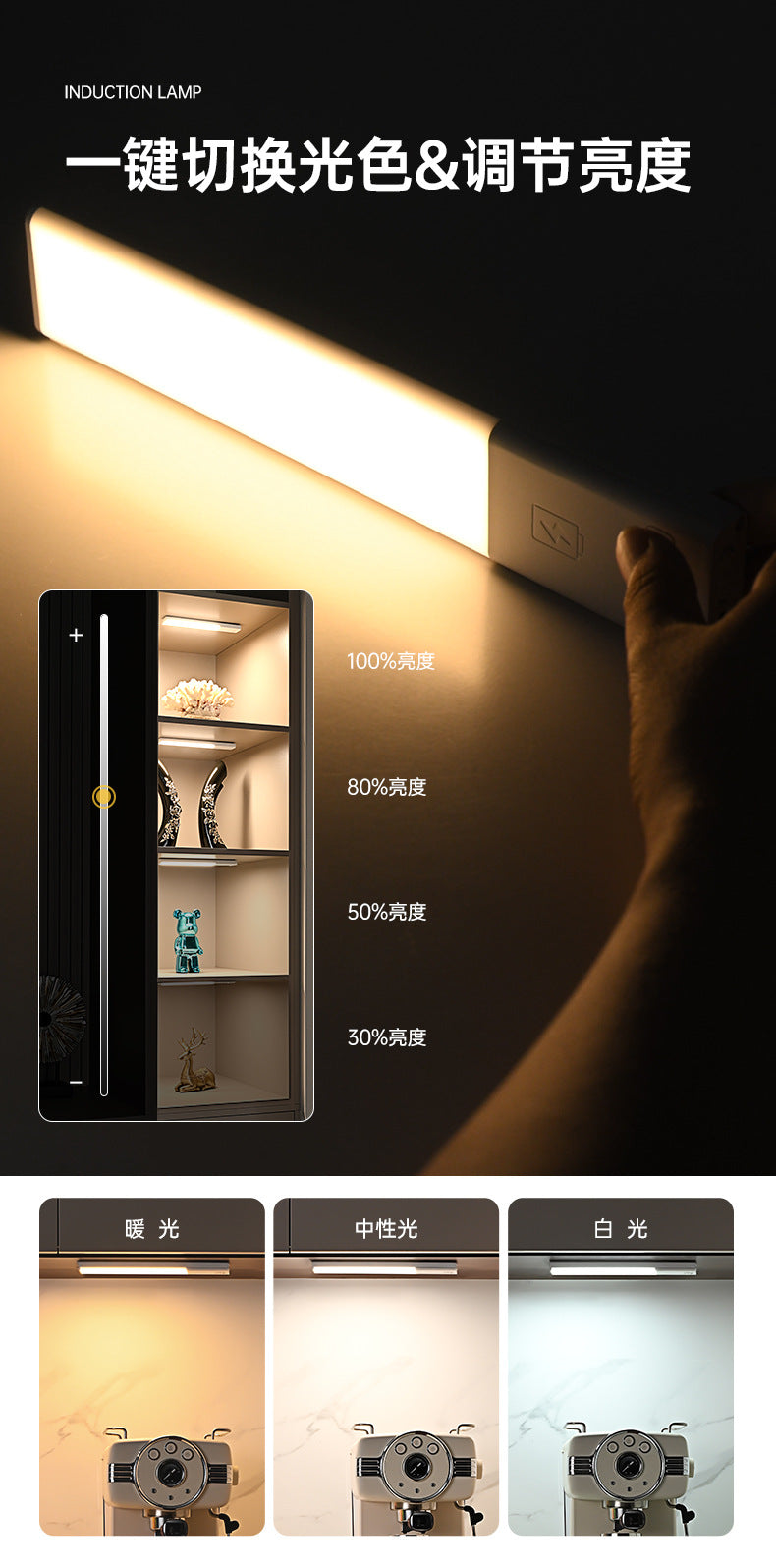 Intelligent Automatic Human Body Sensor Light Rechargeable Magnetic Long Cabinet Wardrobe Wine Cabinet Shoe Cabinet led Light Strip Tape