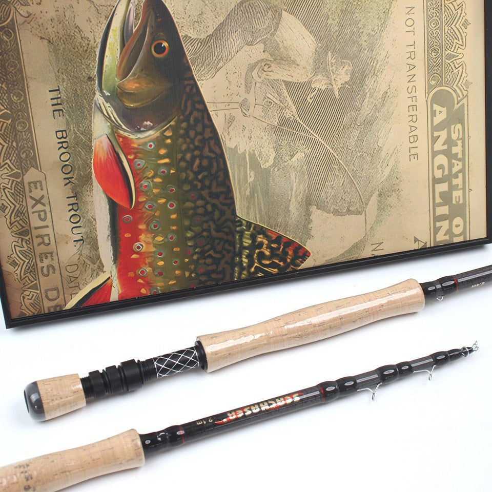 European and American Popular Portable Retractable Fly Rod Carbon Fiber Wooden Handle Fly Fishing Rod Retractable Lure Fishing Rod