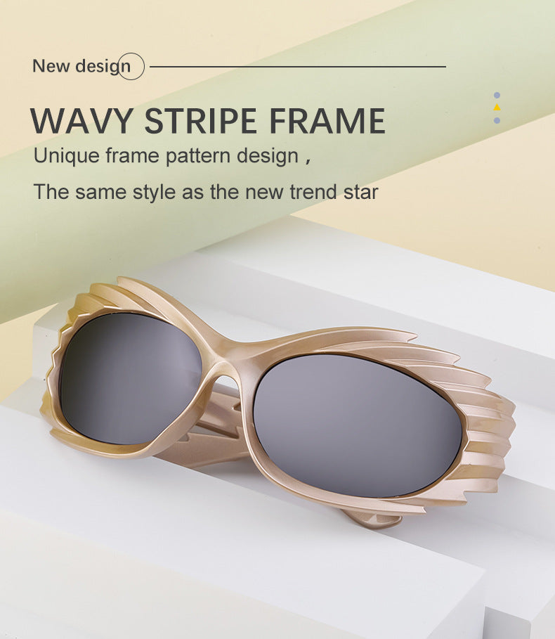 Europe and America Y2K Millennium Windproof Sunglasses for Women Trendy Personality Irregular Shape Sun Protection Sunglasses for Men Cycling Sports Glasses