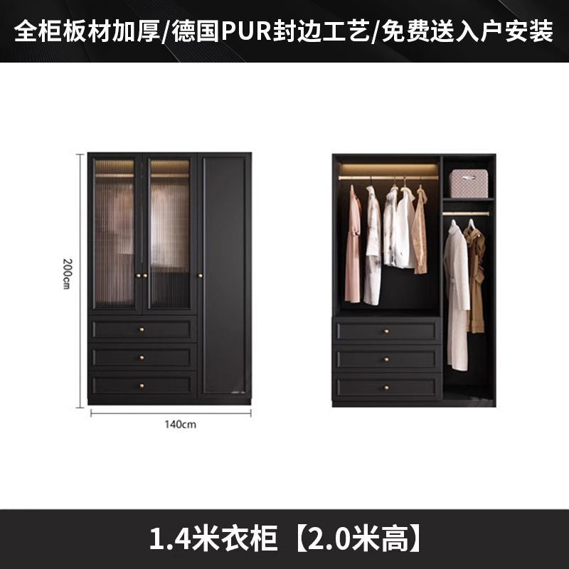 Vintage Style Wardrobe Black Cabinet Wardrobe for Home Bedroom Small Apartment Modern Simple Side Cabinet Top Cabinet Furniture Wardrobe