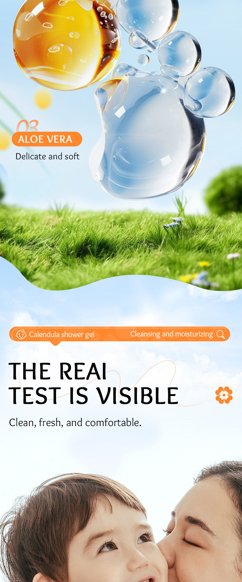 Calendula Children's Body Wash SADOER Amino Acid Cleansing Body Wash Cross-Border Wholesale