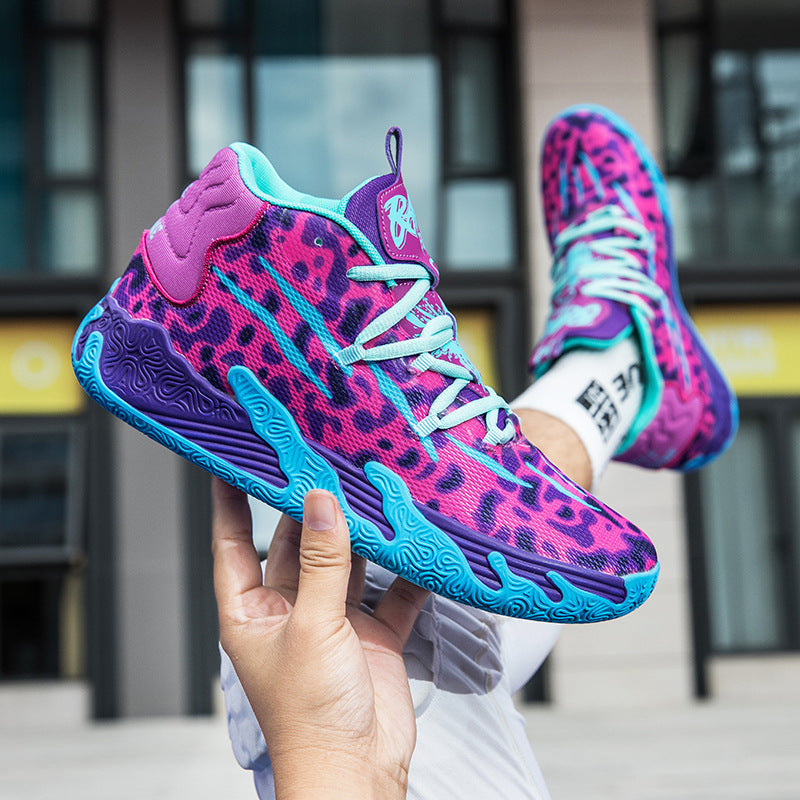 New Mid-Calf Professional Basketball Shoes Outdoor Practical Breathable Couple Shoes Thick Sole Non-Slip Unisex Shock Absorption Sports Shoes