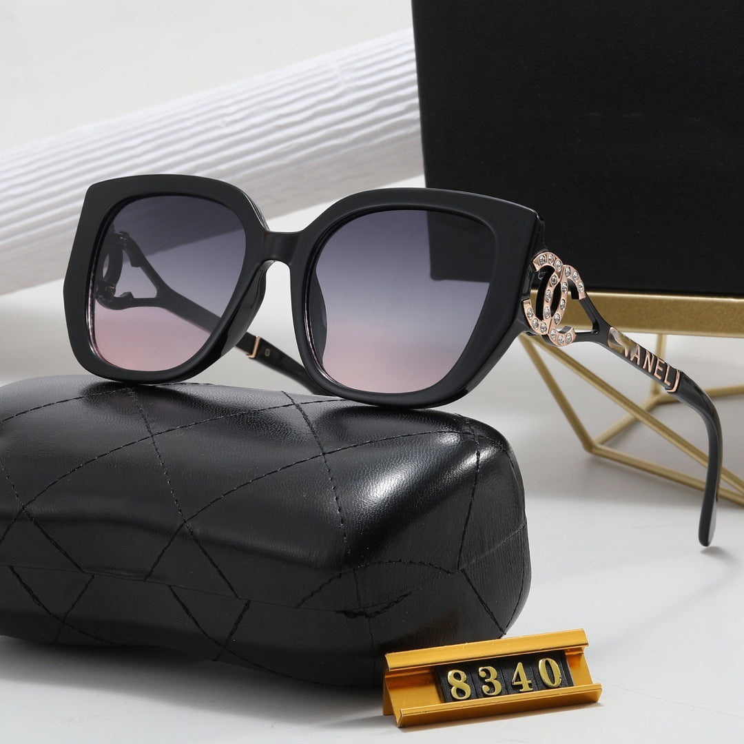 Chanel Style European and American High-End Summer Sunglasses Personality Versatile Trendy Sunglasses Driving Travel Fake Eye