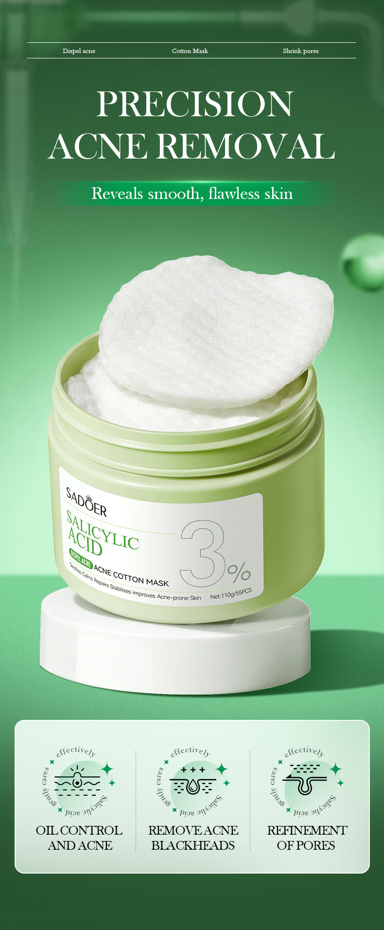 Full English Salicylic Acid Skincare Series SADOER Anti-acne Amino Acid Moisturizing and Hydrating Skin Care Products  Foreign Trade Approval