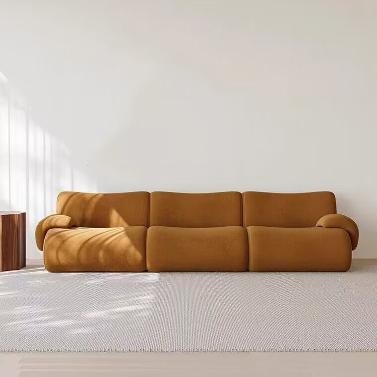 Vacuum Compressed Sofa Second-Hand Modular Combination Small Apartment Wabi-Sabi Style Living Room Designer Lamb Wool Fabric Sofa