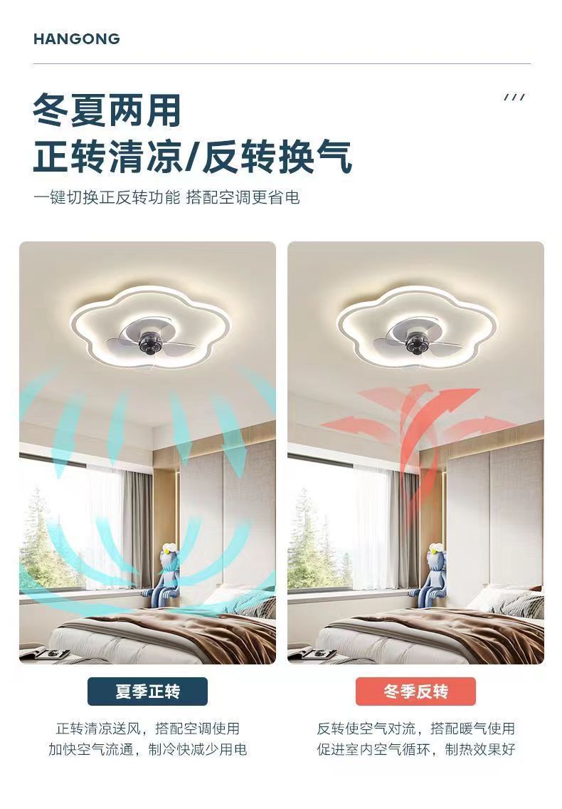 Bedroom fan light integrated modern minimalist2025New style ceiling fan light for children's room and dining room