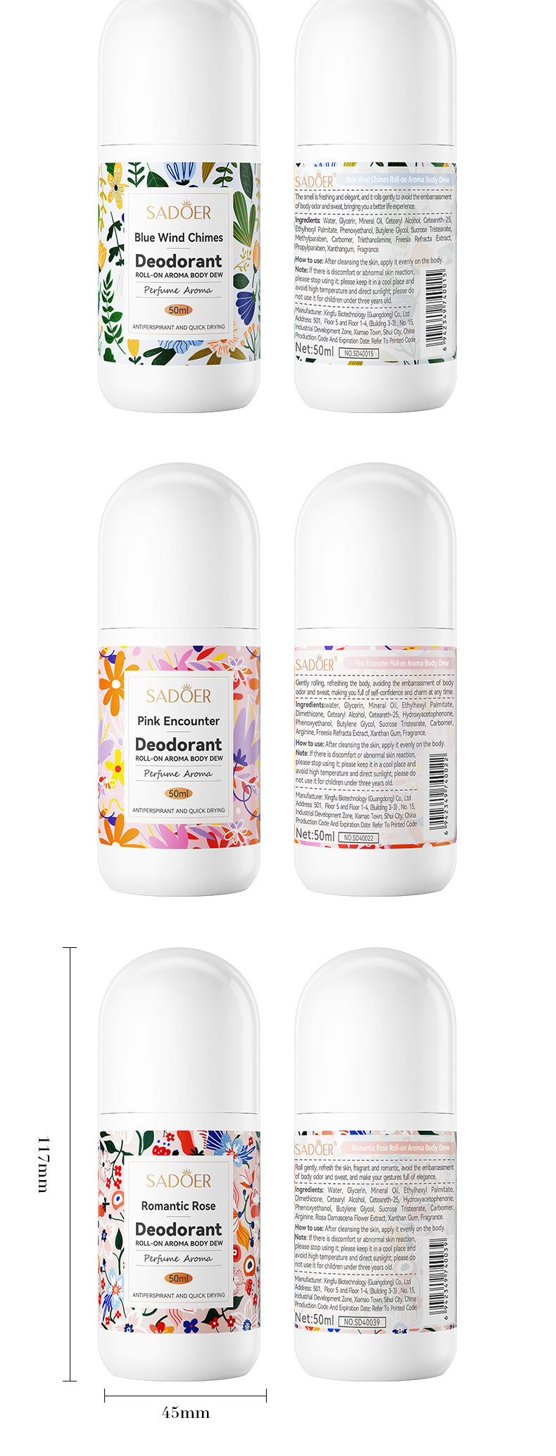 Full English Antiperspirant SADOER Lan Feng Ling Roll-On Deodorant Portable Long-Lasting Fragrance  Wholesale