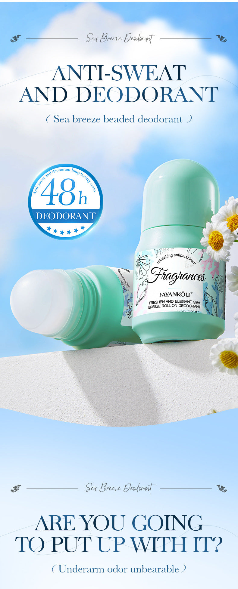 Full English Antiperspirant50g FAYANKOU Deodorant with Long-lasting Fragrance, Refreshing Antiperspirant Roll-on,  Wholesale