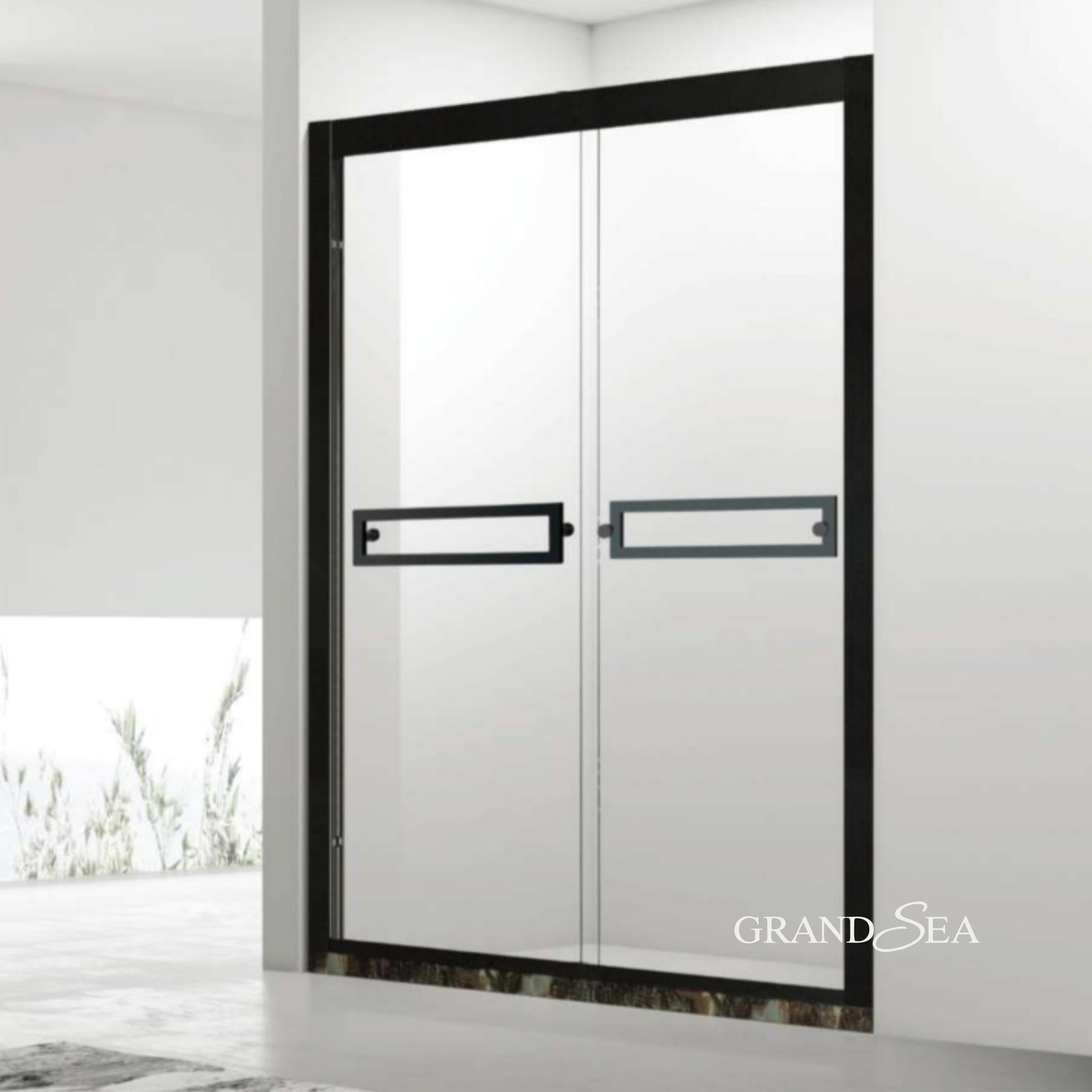 Modern Black Aluminum Frame Pivot Shower Door Plastic Shower Doors