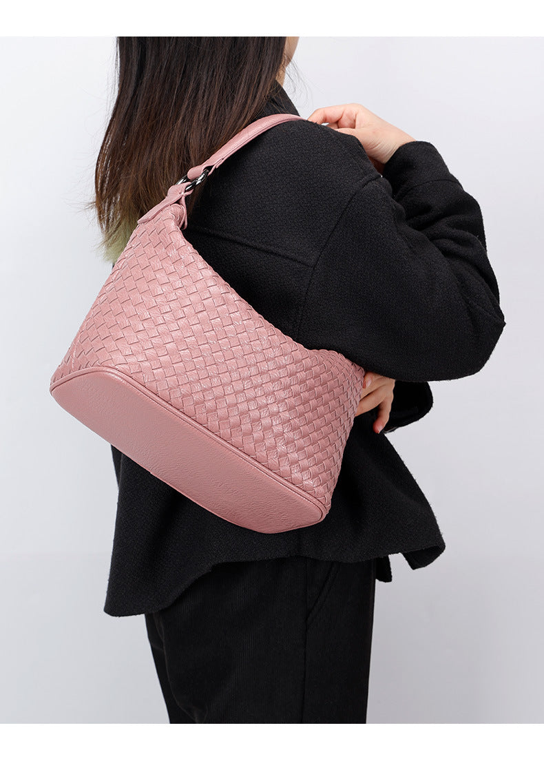 New Simple Basket Bag for Women, Single Shoulder Bag, Underarm Bag, Versatile Handwoven Design, Large Capacity Women's Bag