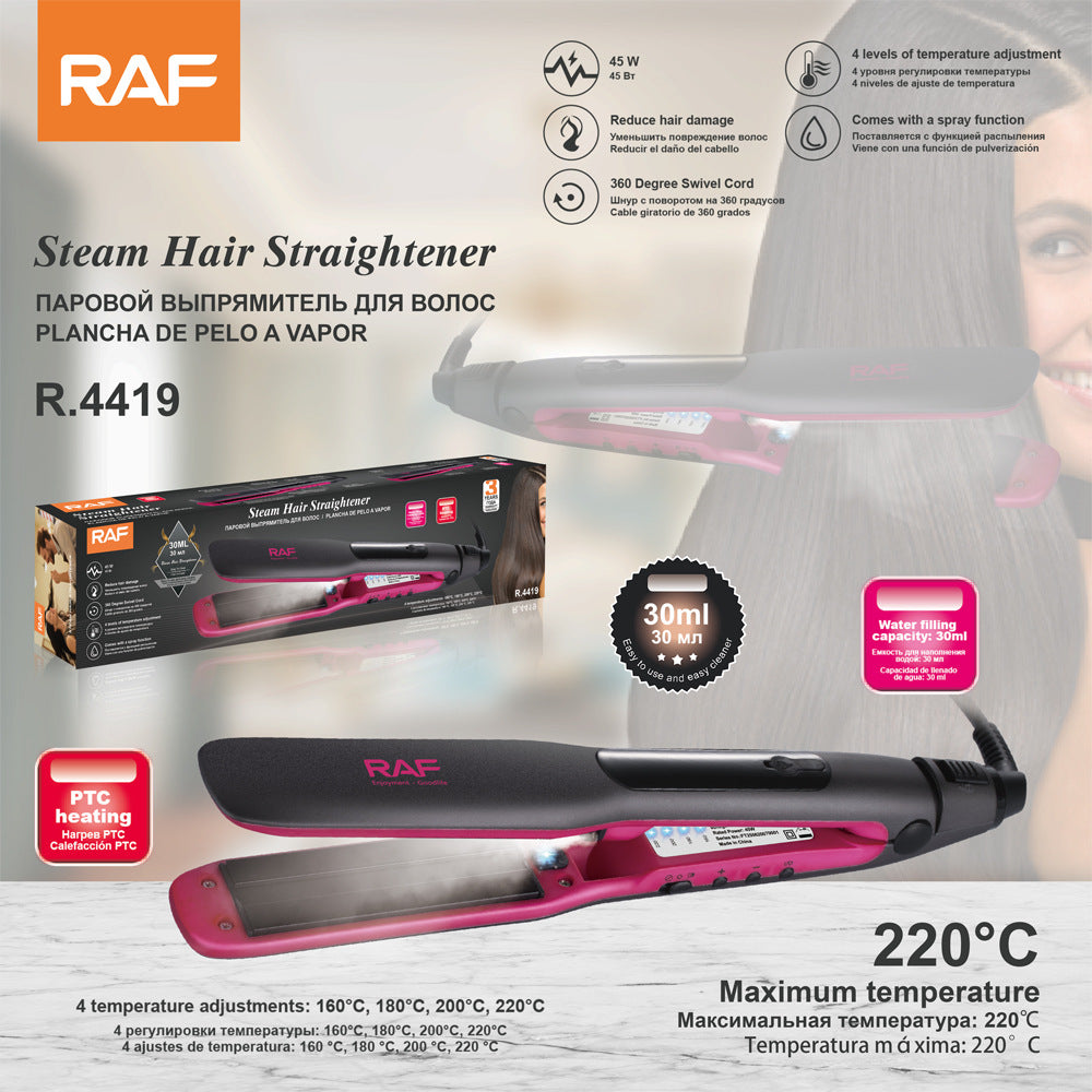 RAF EU Standard Home Use Volumizing Hair Root Clip Straightening Hair Styling Curler Straightener Negative Ion Hair Straightener