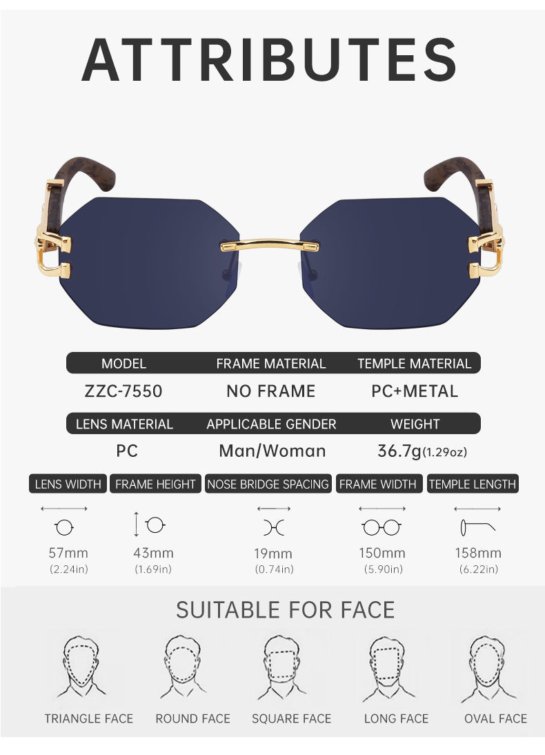 Vintage Imitation Wood Grain Leopard Temple Sunglasses Men's Square Frame Cut Edge Driving Sunglasses Wholesale shades