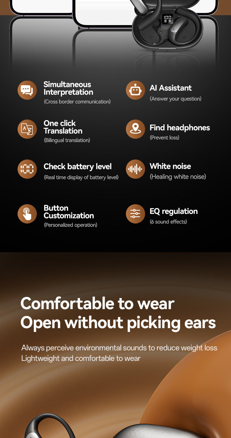 Popular M127AI Translation Long Battery Life Over-Ear Headphones Non-In-Ear Private Model Noise Cancelling Wireless Bluetooth Headphones