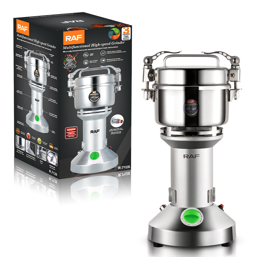 RAF European Standard Household and Commercial Electric Grinder for Dry Grinding Grains, Herbs, and Coffee