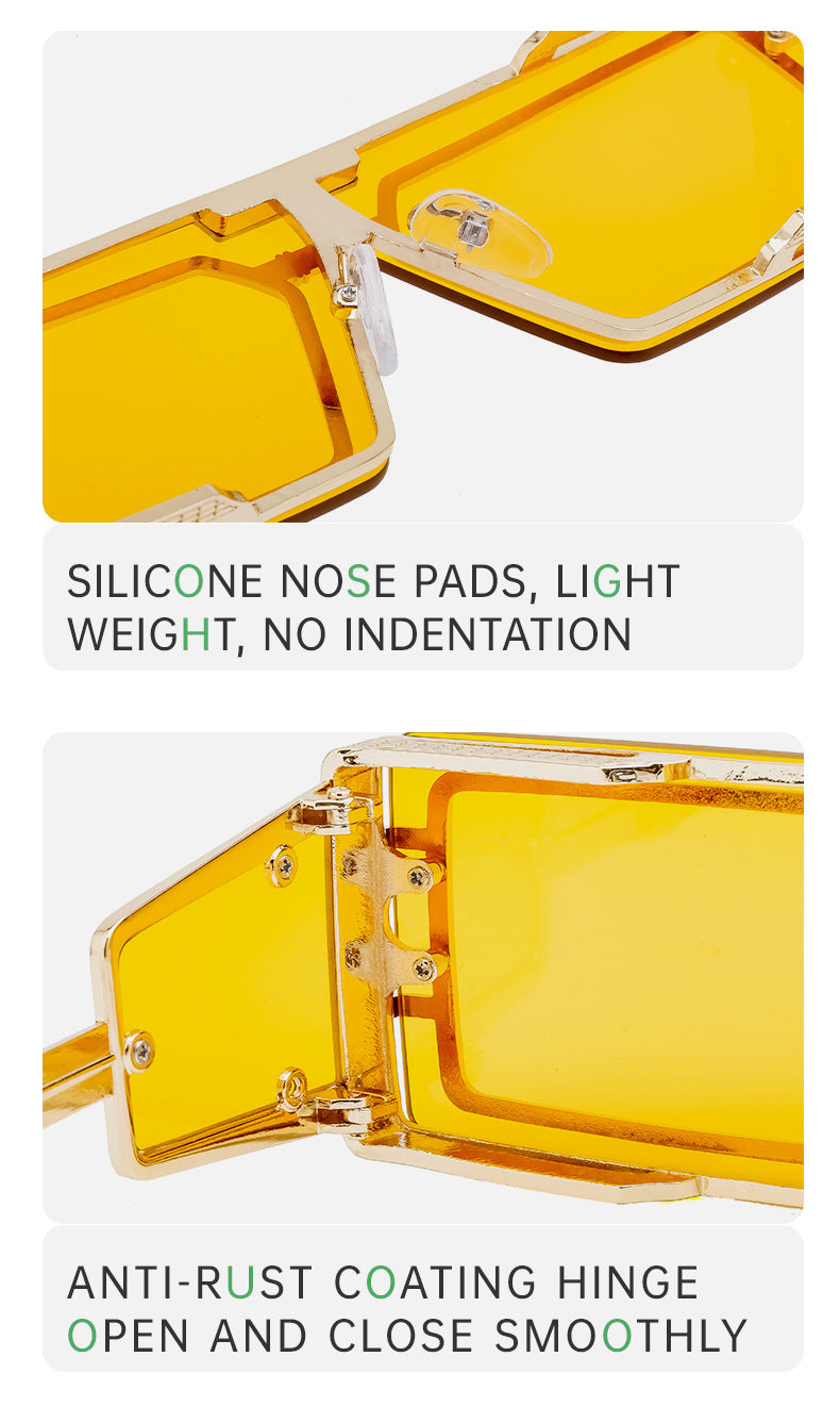 New Full Frame Glasses Men's Future Technology High-end Sense European and American fashion Square Frame Sunglasses Sunglasses shades