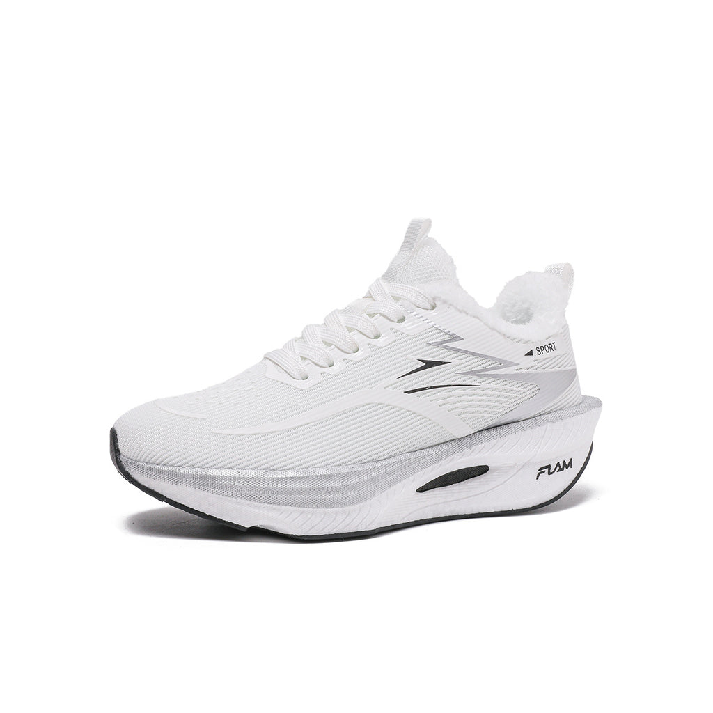 New Feiran Real Explosive Carbon Plate Lightweight Cushioning Couple Sports Shoes with Fleece Lining, Warm, Comfortable, Non-Slip, Wear-Resistant Running Shoes