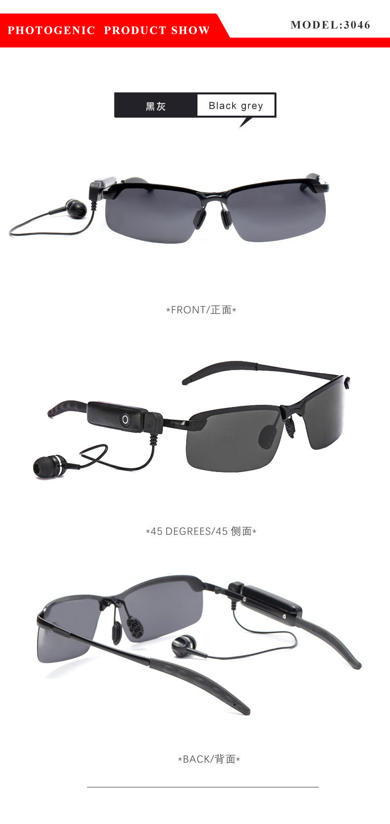 New Smart Stereo Bluetooth Music Glasses Retro Glasses Polarized Sunglasses Music Phone Driving Glasses