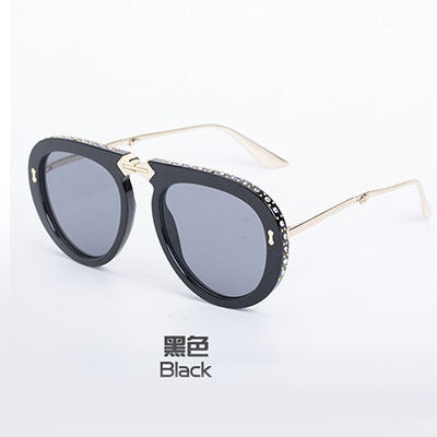 Diamond-Encrusted Foldable Sunglasses for Women Fashionable Internet Celebrity Style Sunglasses Artistic Bare-Faced Glasses Toad Glasses sunglasse