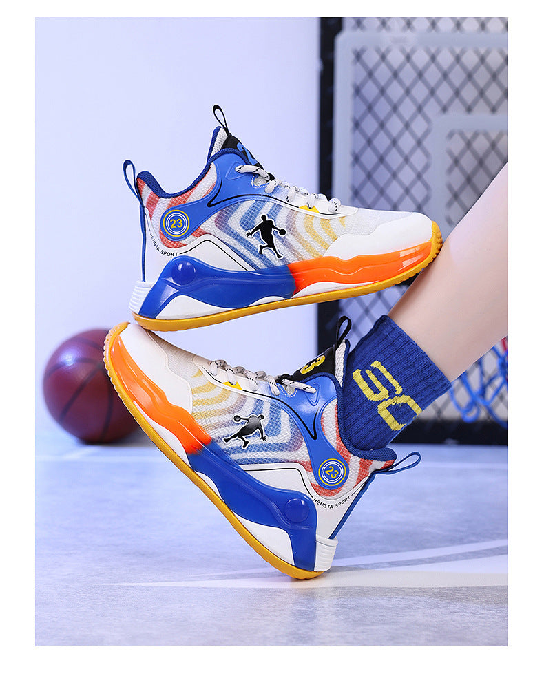 Big Kids Practical Basketball Shoes Children Professional Training Wear-Resistant Sneakers Mesh Breathable Non-Slip Running Sports Shoes