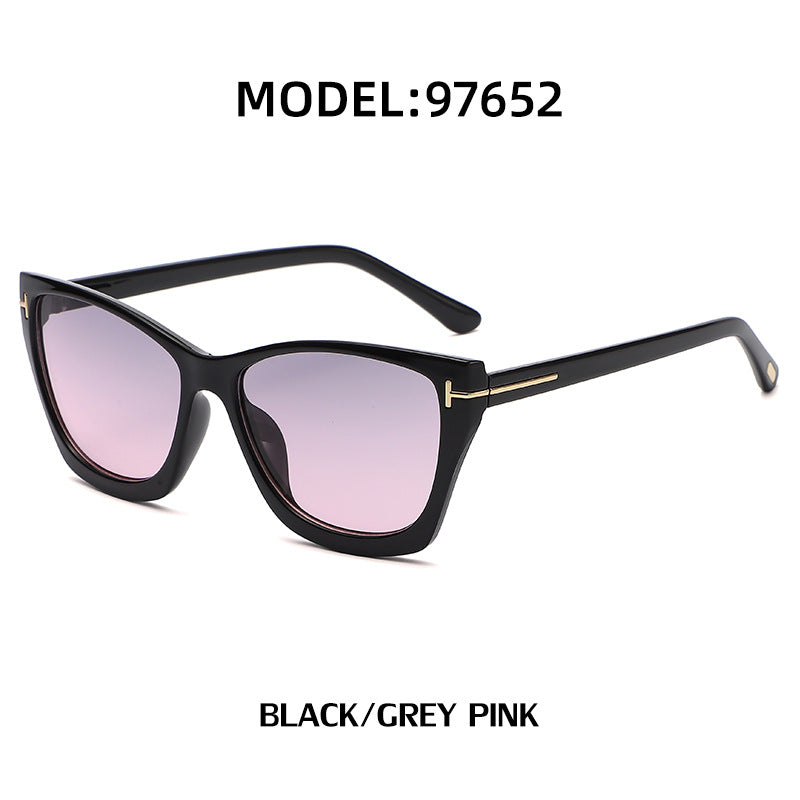 Vintage T Cat Eye Sunglasses for Women Fashionable High-End Sunglasses Trendy ins Street Style Full Frame Sun Protection Glasses shades