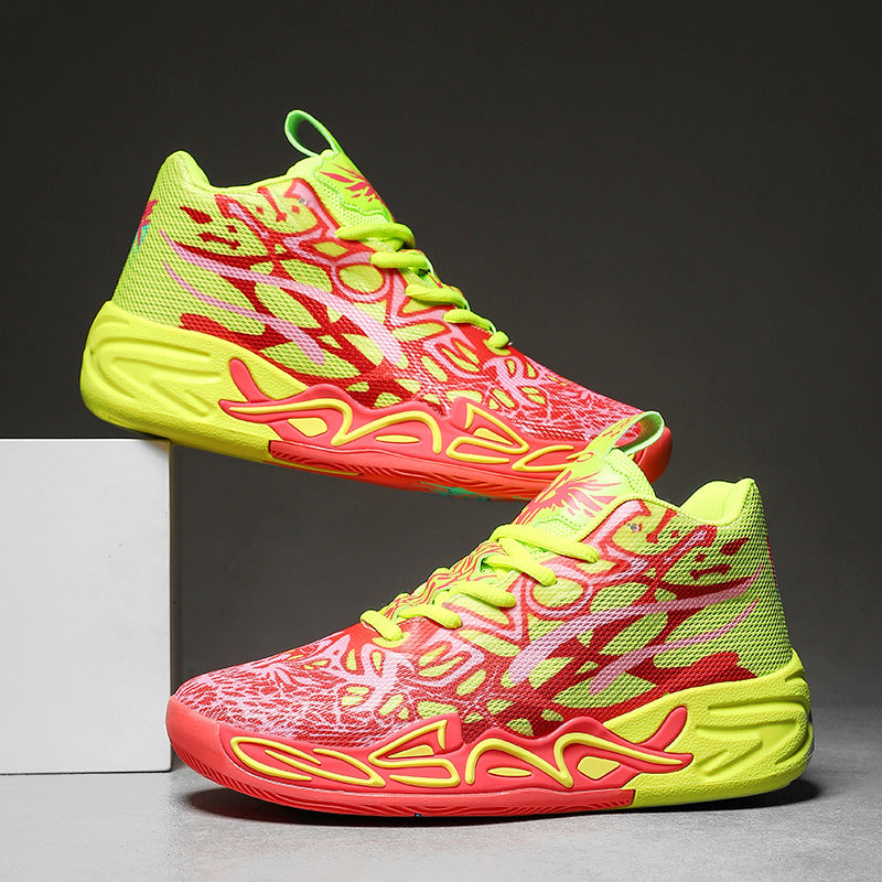 Fashion Trend Basketball Shoes New Youth Mandarin Duck Mesh Breathable Sports Shoes High-Top Training Boots