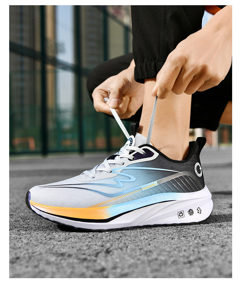 Spring New Ultra-Light Carbon Plate Sports Shoes Large Size Shock Absorption Breathable Running Shoes Racing Sports Soft Sole Men's Shoes